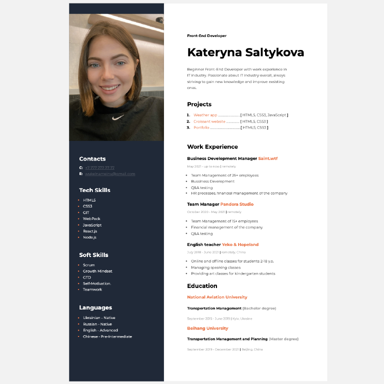 Resume Project Preview